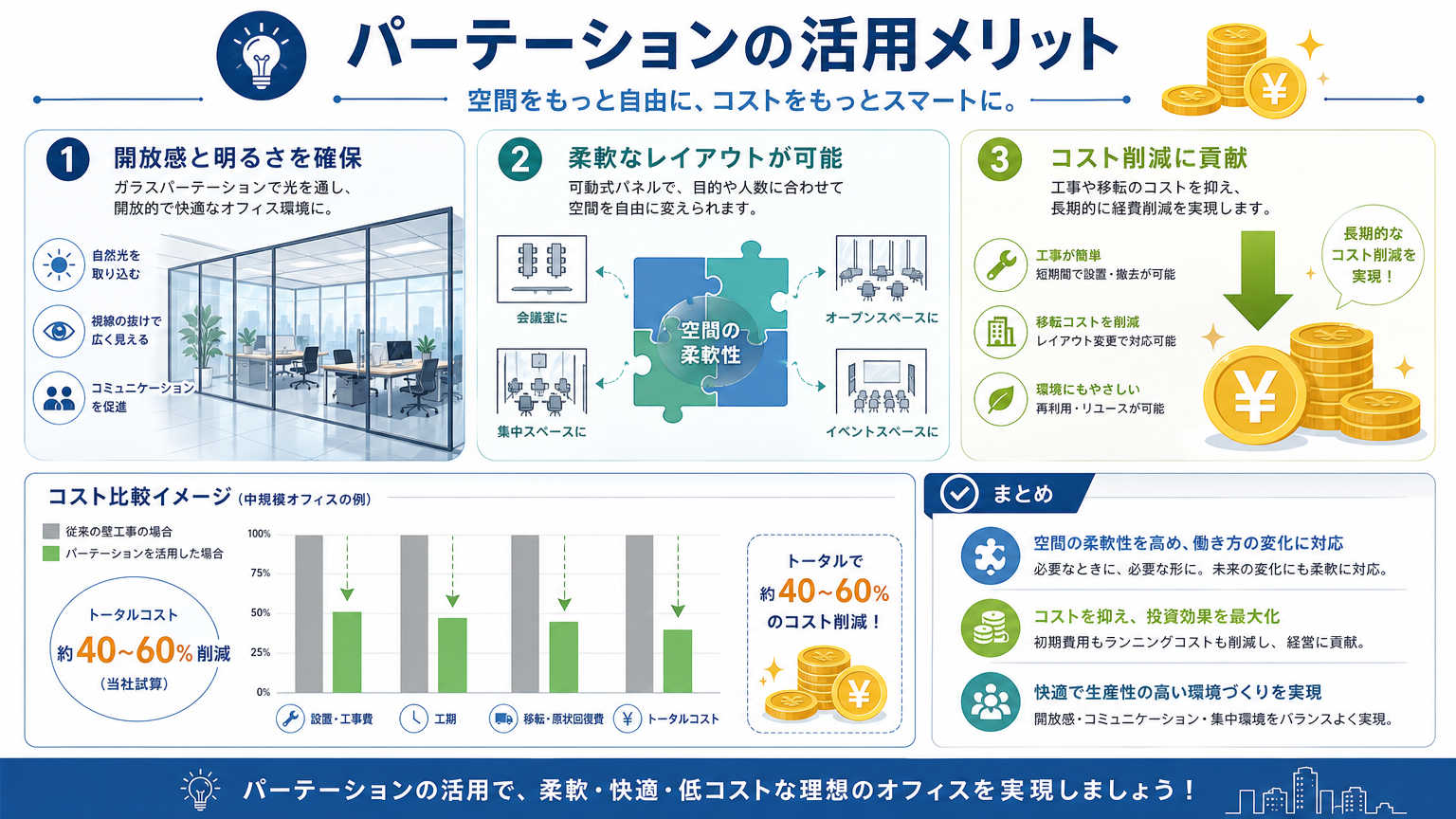 従業員エンゲージメント向上に役立つパーテーション活用術